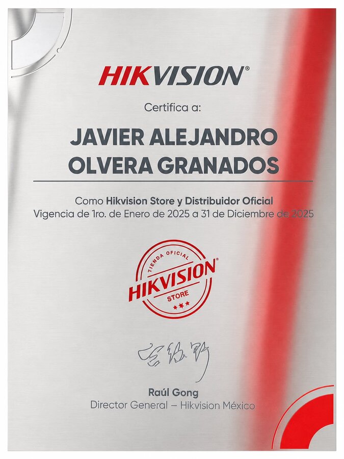 Certificado Tienda Oficial Hikvision Store 2025